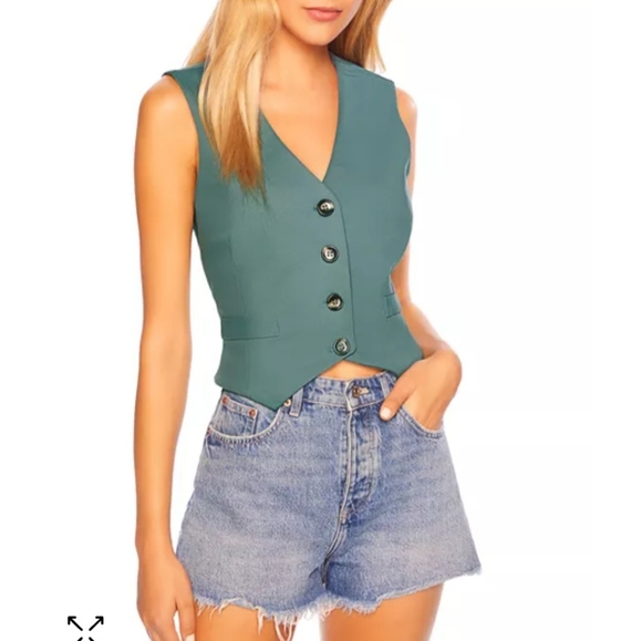 Susana Monaco Cream Sleeveless Button Down Vest - Picture 7 of 8